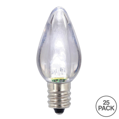 Vickerman C7 Twinkle Transparent Plastic LED Cool White Dimmable Bulb, 25 per Pack.