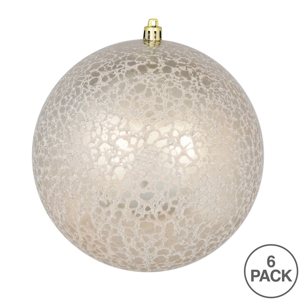 Vickerman 4" Champagne Crackle Ball Ornament 6 per Bag