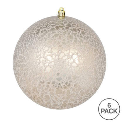 Vickerman 4" Champagne Crackle Ball Ornament 6 per Bag