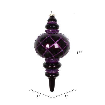 Vickerman 13" Plum Candy Finish Net Top Finial Ornament with Glitter Accents