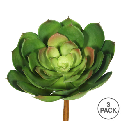 Vickerman 8" Artificial Green Succulent Stem Set of 3