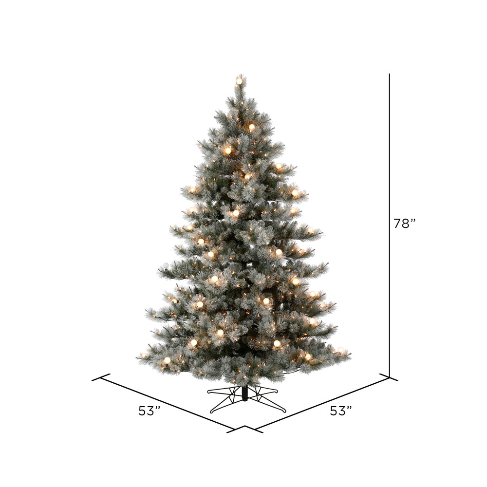 Vickerman 6.5' x 53" Flocked Cayce Pine Artificial Christmas Tree Warm White LED Lights