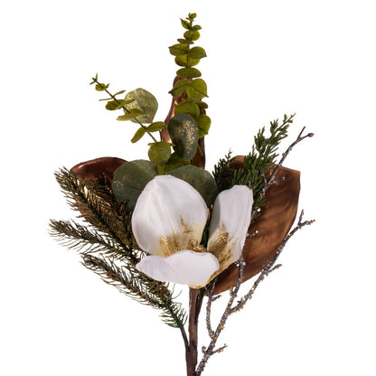 Vickerman 33" White Artificial Magnolia Swag.