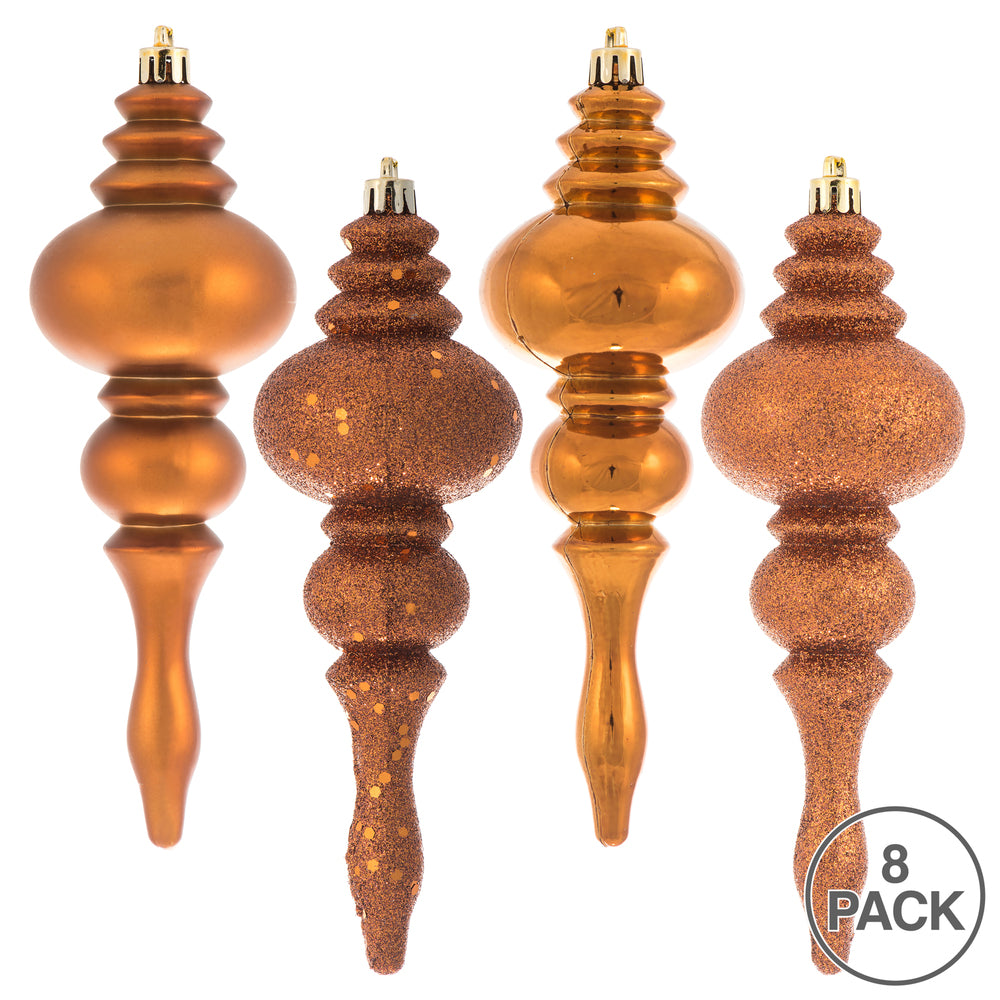 Vickerman 7" Copper 4-Finish Finial Ornament 8 per Box