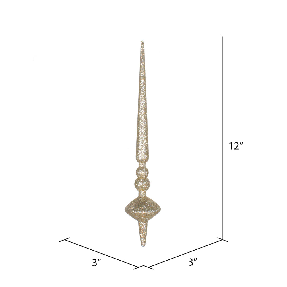 Vickerman 12" Champagne Glitter Cupola Finial Ornament Pack of 3
