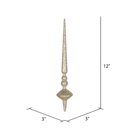 Vickerman 12" Champagne Glitter Cupola Finial Ornament Pack of 3