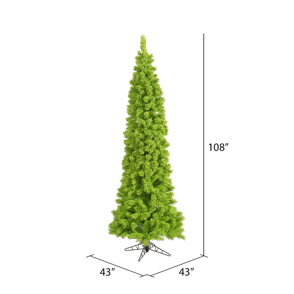 Vickerman 9' Flocked Lime Pencil Fir Artificial Christmas Tree Unlit
