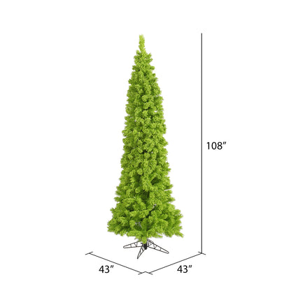 Vickerman 9' Flocked Lime Pencil Fir Artificial Christmas Tree Unlit