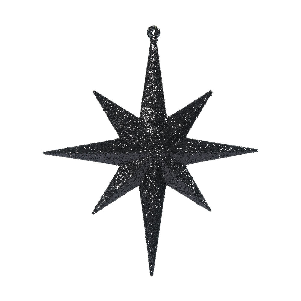 Vickerman 8" Black Iridescent Glitter Bethlehem Star Christmas Ornament 4 per Box