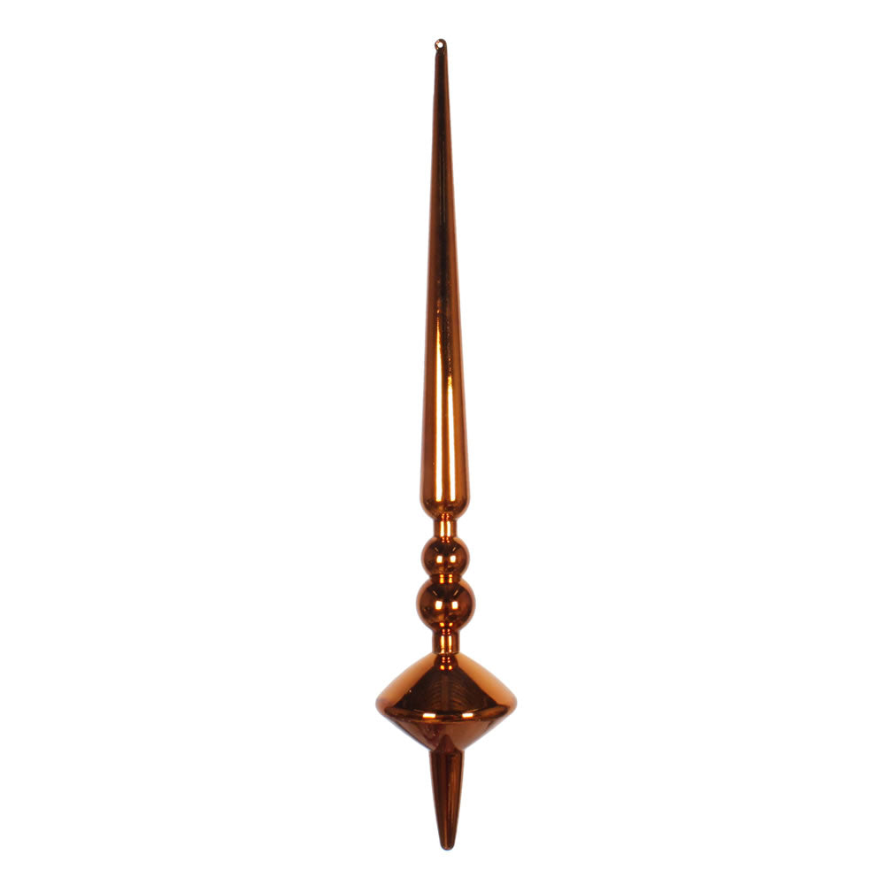 Vickerman 18" Copper Shiny Cupola Finial. This long finial ornament adds depth and texture to any holiday decorating project. Made with shatterproof plastic.