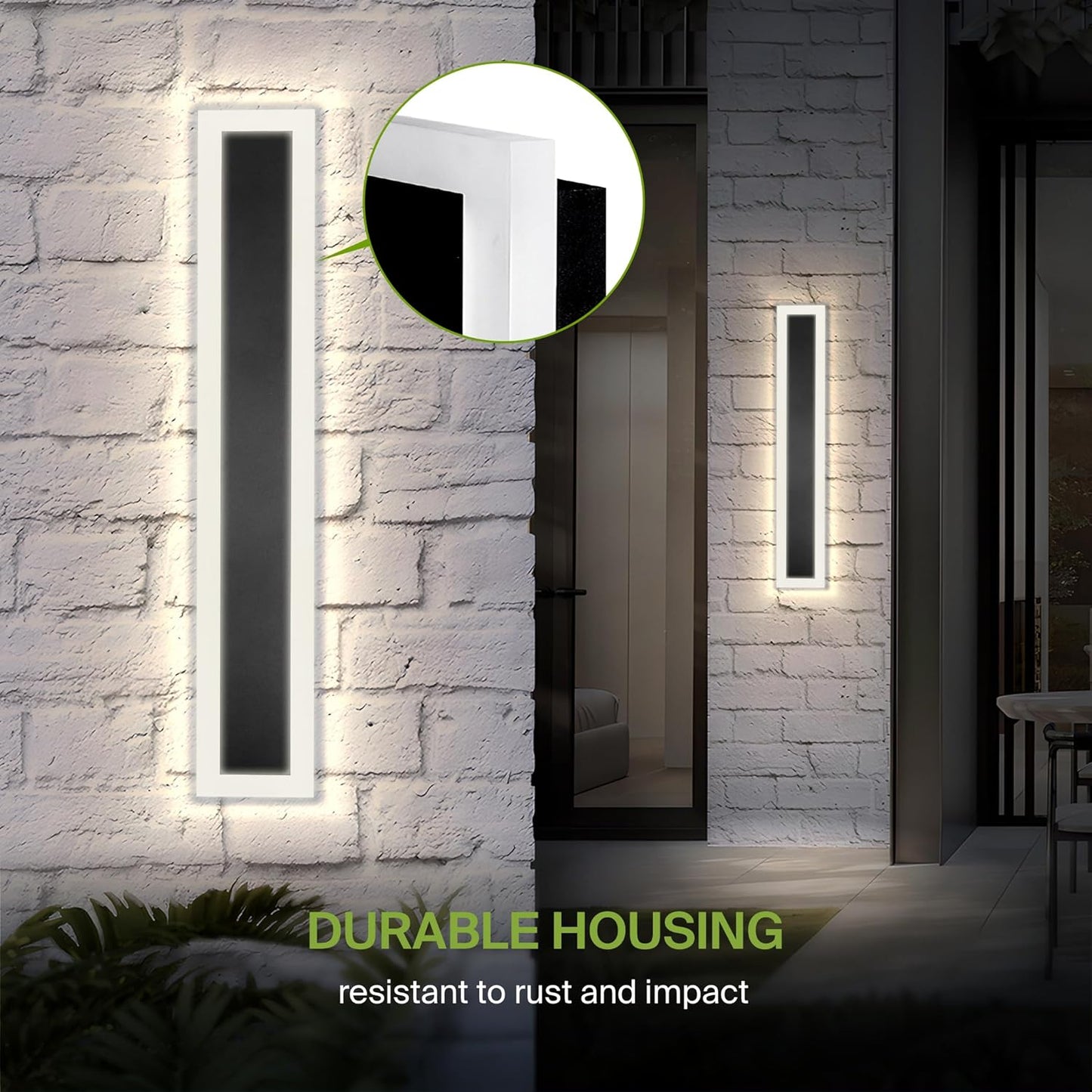 ASD Lighting LED Outdoor Wall Sconce wide acrylic 36" 30W 120-277V CCT Selectable 3000/4000/5000K Dimmable Black ETL
