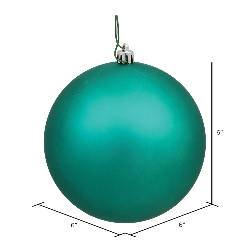 Vickerman 6" Teal Matte Ball Ornament 4 per Bag