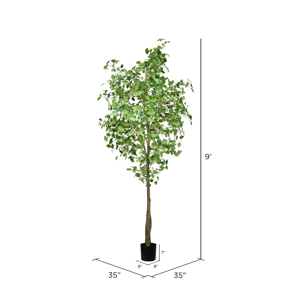 Vickerman 9' Artificial Potted Ginkgo Tree.