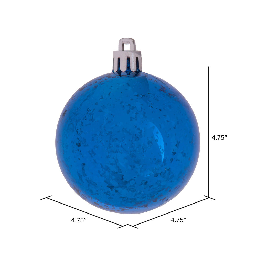 Vickerman 4.75" Blue Shiny Mercury Ball Ornament 4 per Bag