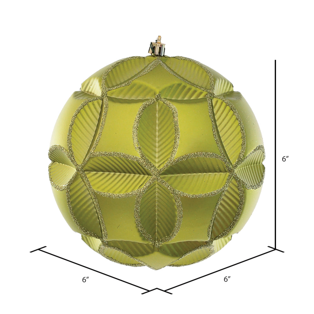 Vickerman 6" Lime Matte Clover Ball Ornament 2 per Bag