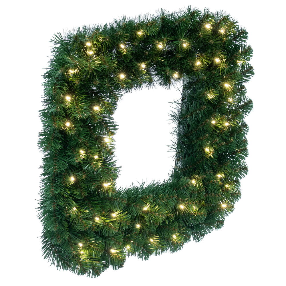 Vickerman 60" Grand Teton Artificial Christmas Square Wreath Warm White LED Lights