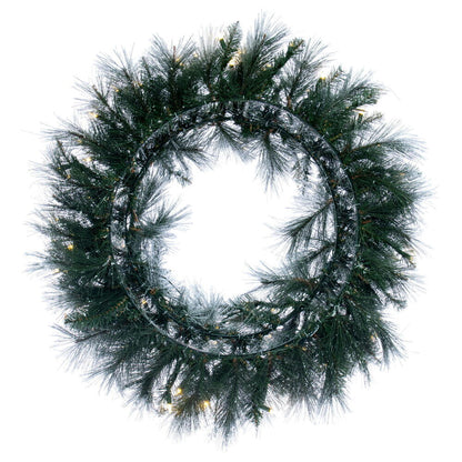 Vickerman 30" Flocked Jackson Pine Artificial Pre-Lit Wreath with Warm White Lights and 165 PVC Tips