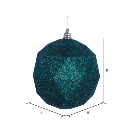 Vickerman 8" Emerald Glitter Geometric Ball Ornament