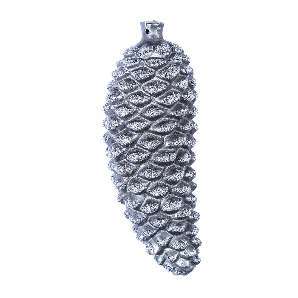 Vickerman 8" Pewter Antique Pinecone Ornament. These ornaments are the perfect addition to any holiday decorating project. They feature rich texture and a rustic finish. Includes 2 pieces per pack.