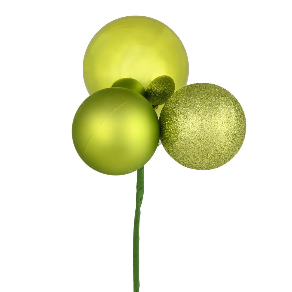 Vickerman 18" Lime Ball Ornament Christmas Pick 4 per set