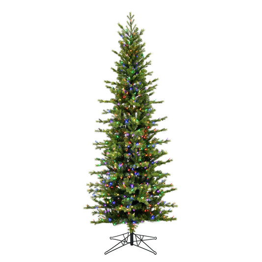 Vickerman 9' x 43" Moutauk Pine Artificial Christmas Pencil Tree Multi-colored Dura-Lit LED lights