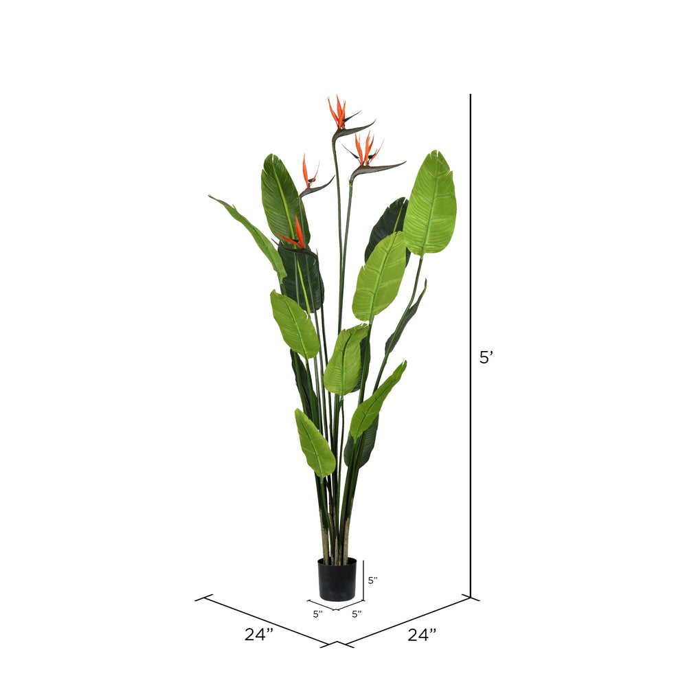 Vickerman 5' Artificial Potted Bird of Paradise Palm Tree.