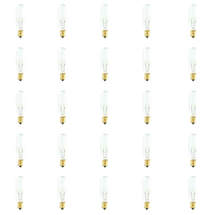 BULBRITE INCANDESCENT T6 CANDELABRA SCREW (E12) 15W DIMMABLE LIGHT BULB 2700K/WARM WHITE 25PK (707415)