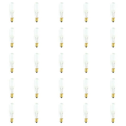 BULBRITE INCANDESCENT T6 CANDELABRA SCREW (E12) 15W DIMMABLE LIGHT BULB 2700K/WARM WHITE 25PK (707415)