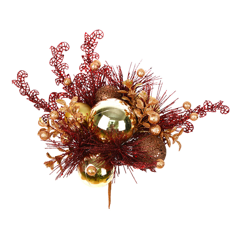 Vickerman 10" Chocolate/Gold Ornament Christmas Pick Pack of 2