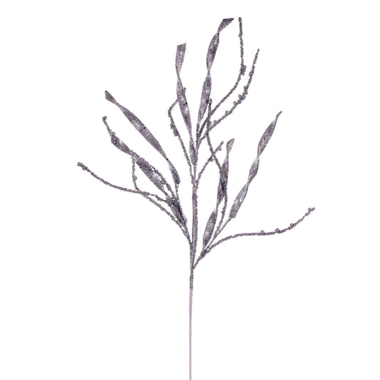 Vickerman 34" Silver Wavy and Spiral Glitter Spray 6 per bag.