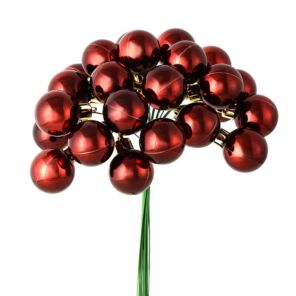 Vickerman 6" Burgundy Shiny Ball Ornament Christmas Pick Pack of 2