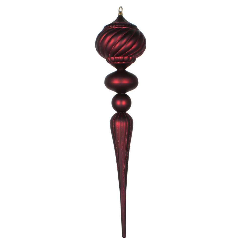 Vickerman 27" Burgundy Matte Onion Finial Ornament with Glitter Accents