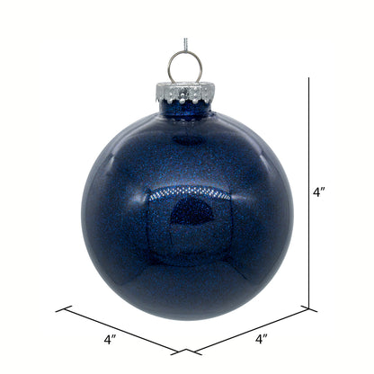 Vickerman 4" Clear Ball Christmas Ornament with Midnight Blue Glitter Interior 6 Pieces per bag