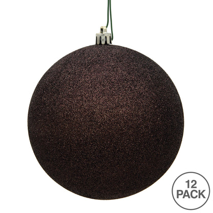 Vickerman 3" Chocolate Glitter Ball Ornament 12 per Bag