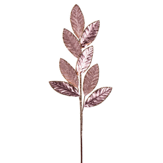 Vickerman 27.5" Rose Gold Metallic Leaf Glitter Spray 3 per bag.