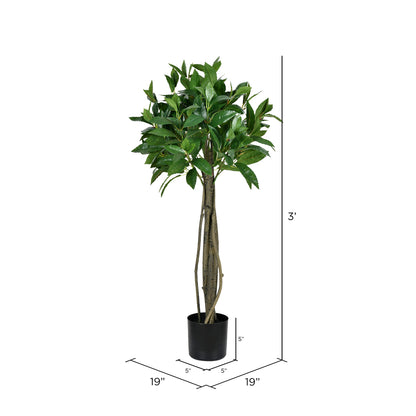 Vickerman 3' Artificial Potted Bay Leaf Topiary