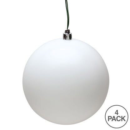 Vickerman 4.75" White Matte Ball Ornament 4 per Bag