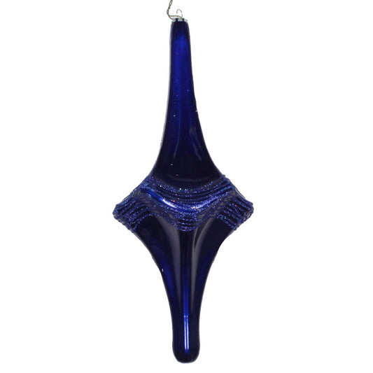 Vickerman 12" Cobalt Blue Candy Glitter Drop Ornament. This ornament is the perfect addition to any holiday decorating project. Each ornament features a drilled cap with threaded wire for easy decorating.