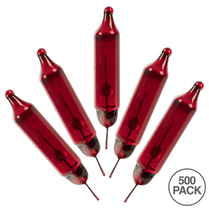 Vickerman Red Glass Incandescent Mini Bulb with Pinched Base 3.5 Volt 125mA 500/Bag