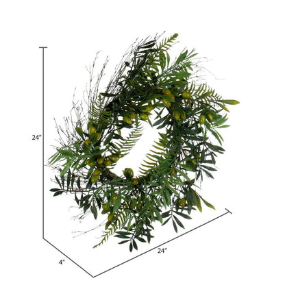 Vickerman 24" Artificial Mixed Olive Leaf Wreath