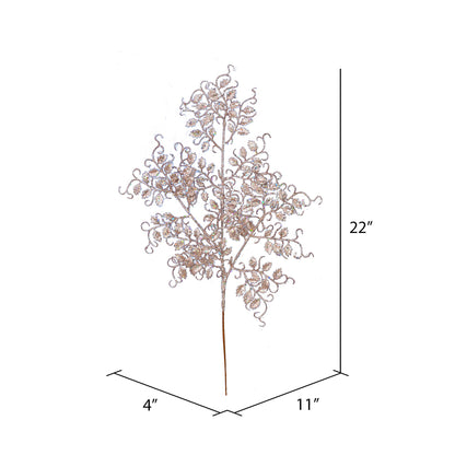 Vickerman 22" Rose Gold Glitter Mini Ruscus Leaf Artificial Christmas Spray. Includes 12 sprays per pack.