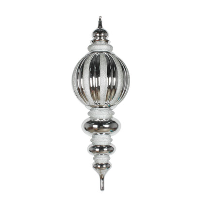 Vickerman 35" Silver Shiny Finial Ornament with Glitter Accents