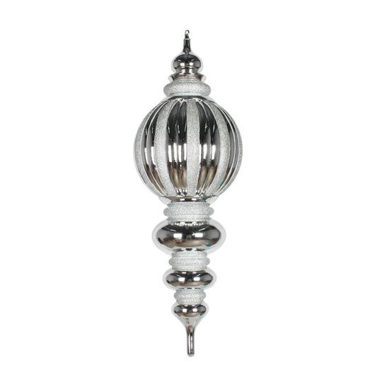 Vickerman 35" Silver Shiny Finial Ornament with Glitter Accents