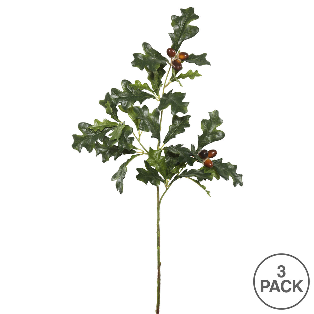Vickerman 28" Artificial Green and Brown Acorn Spray. Includes 3 sprays per pack.