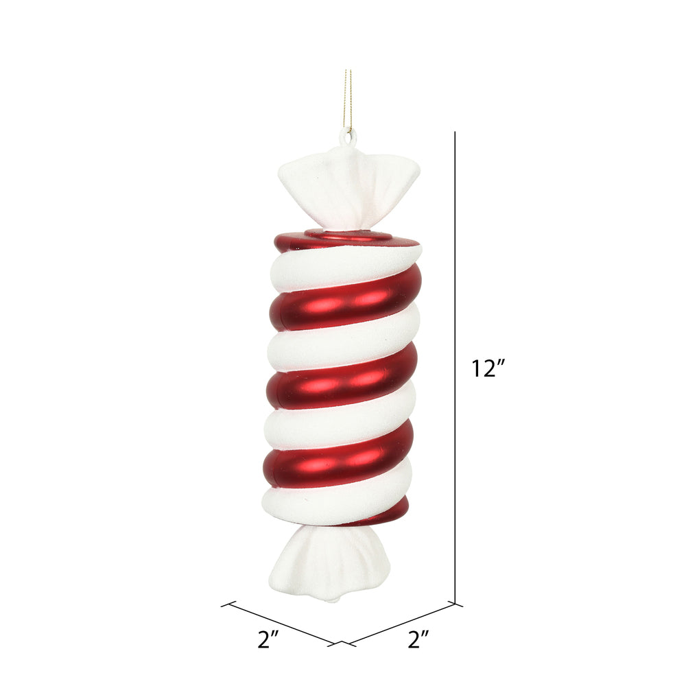 Vickerman 12" Red and White Twisted Candy Christmas Ornament Pack of 2