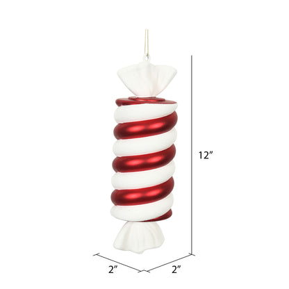 Vickerman 12" Red and White Twisted Candy Christmas Ornament Pack of 2