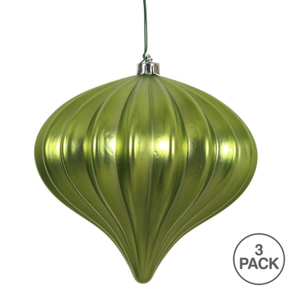 Vickerman 5.7" Lime Matte Onion Christmas Ornament UV treated Set of 3