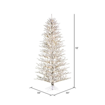 Vickerman 10' x 59" Flocked Pistol Pine Artificial Pre-lit Christmas Tree Warm White 3mm LED Lights.