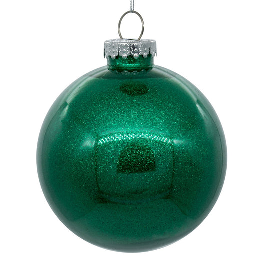 Vickerman 3" Clear Ball Christmas Ornament with Seafoam Glitter Interior 12 Pieces per bag