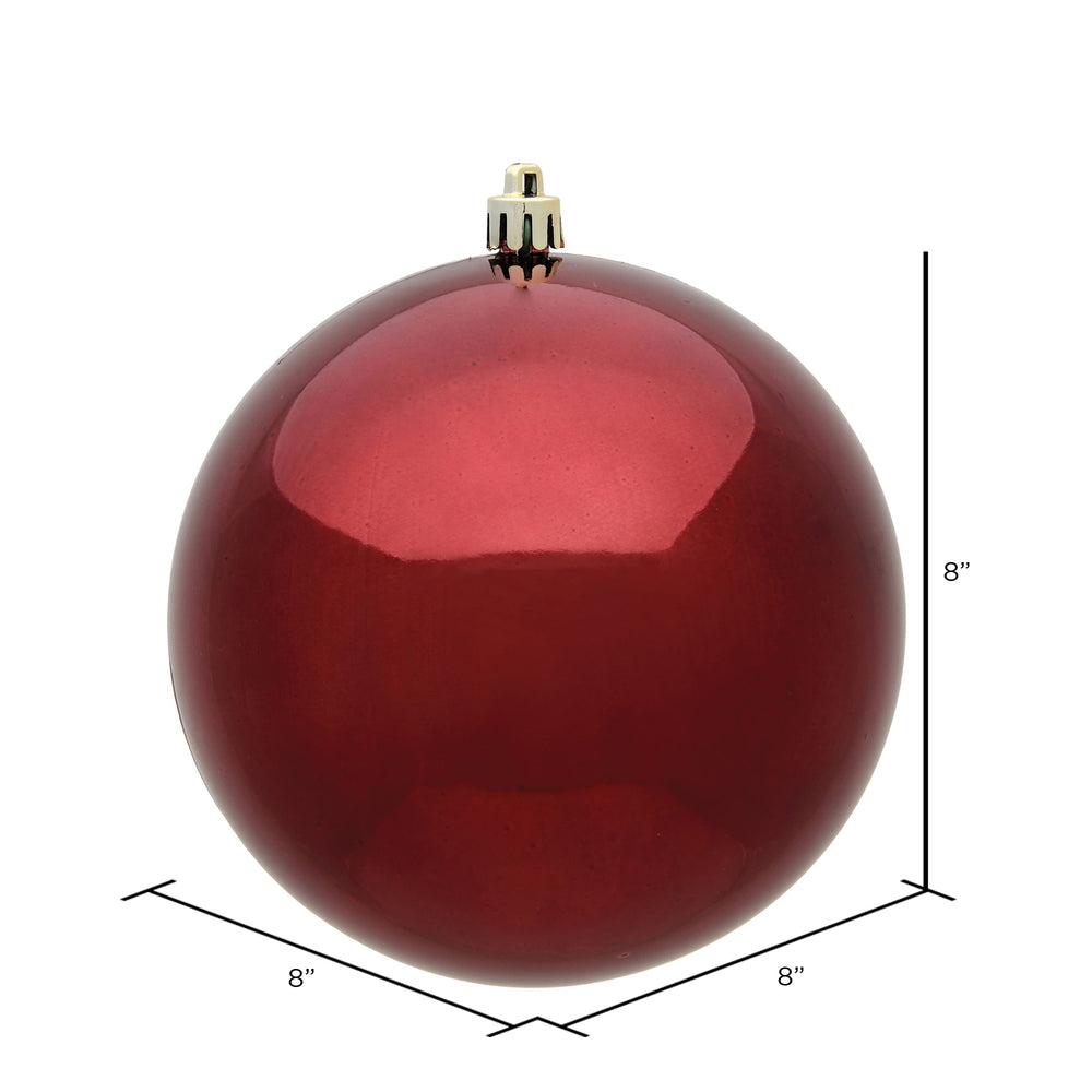 Vickerman 8" Burgundy Shiny Ball Ornament